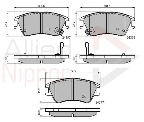 Brake Pad Set, disc brake (ADB31298)