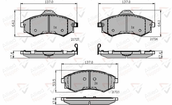 Brake Pad Set, disc brake (ADB31781)