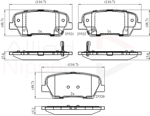 Brake Pad Set, disc brake (ADB36009)