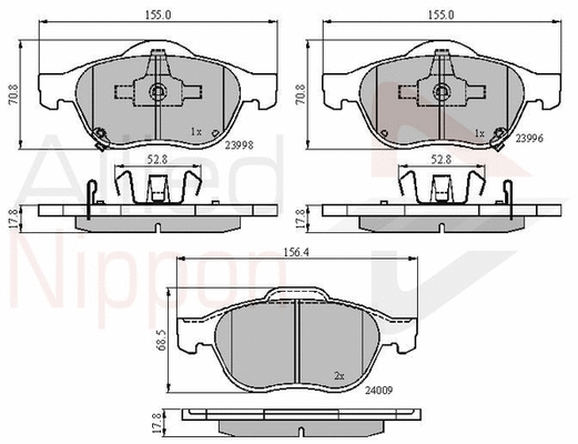 Brake Pad Set, disc brake (ADB31249)