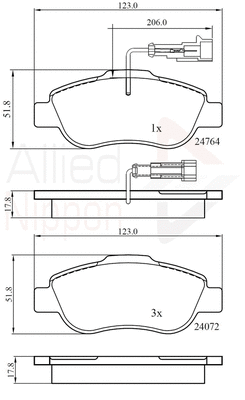 Brake Pad Set, disc brake (ADB11785)