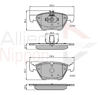 Brake Pad Set, disc brake (ADB0913)