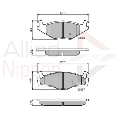 Brake Pad Set, disc brake (ADB0703)