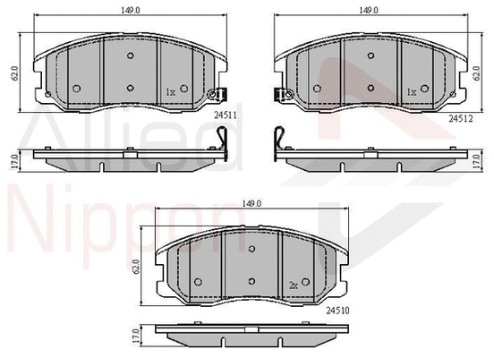 Brake Pad Set, disc brake (ADB31582)