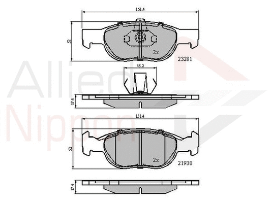 Brake Pad Set, disc brake (ADB01018)