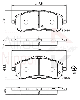 Brake Pad Set, disc brake (ADB32232)