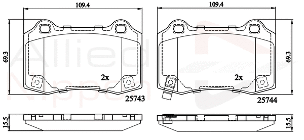 Brake Pad Set, disc brake (ADB32308)