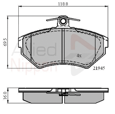 Brake Pad Set, disc brake (ADB0989)
