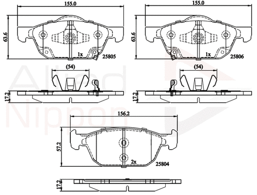 Brake Pad Set, disc brake (ADB32284)