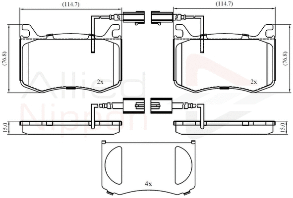 Brake Pad Set, disc brake (ADB12422)