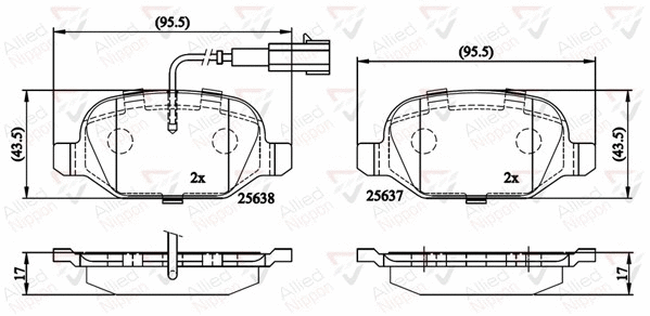Brake Pad Set, disc brake (ADB11559)