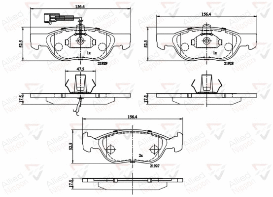 Brake Pad Set, disc brake (ADB1477)