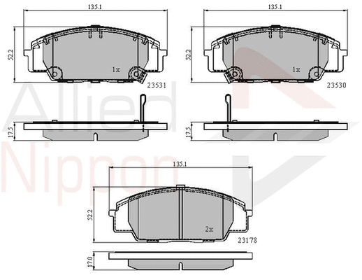 Brake Pad Set, disc brake (ADB3947)