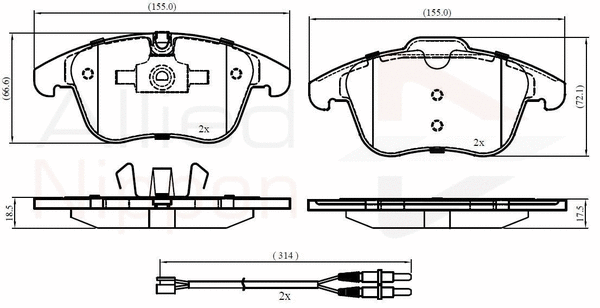 Brake Pad Set, disc brake (ADB22002)