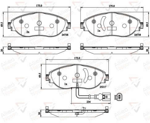 Brake Pad Set, disc brake (ADB12201)