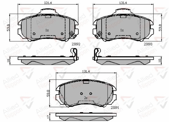 Brake Pad Set, disc brake (ADB31774)