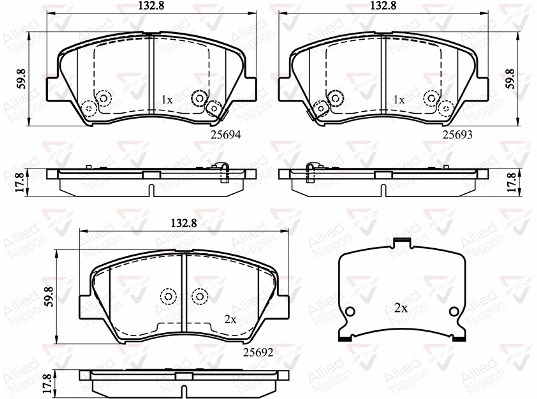 Brake Pad Set, disc brake (ADB32152)