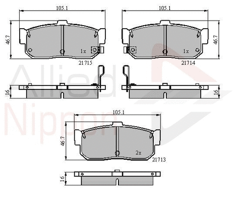 Brake Pad Set, disc brake (ADB3955)