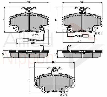 Brake Pad Set, disc brake (ADB1431)