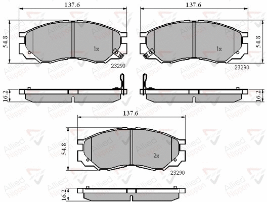 Brake Pad Set, disc brake (ADB3269)