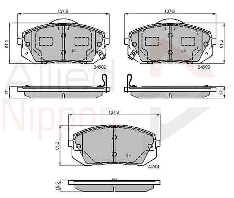 Brake Pad Set, disc brake (ADB31768)