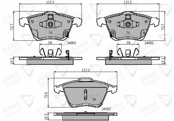 Brake Pad Set, disc brake (ADB31522)