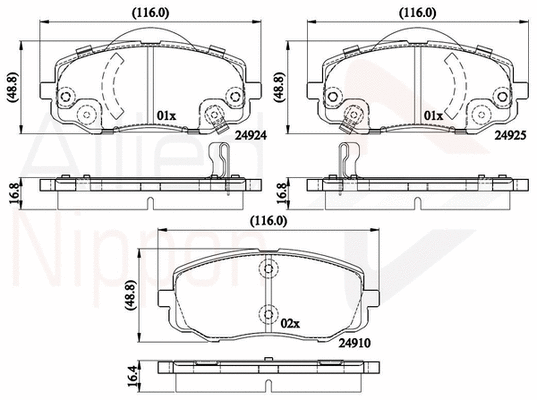 Brake Pad Set, disc brake (ADB36008)
