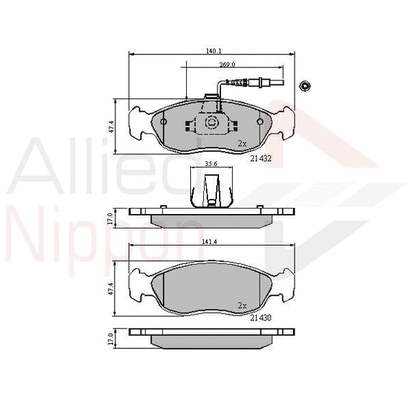 Brake Pad Set, disc brake (ADB1570)
