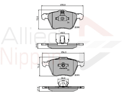Brake Pad Set, disc brake (ADB01322)