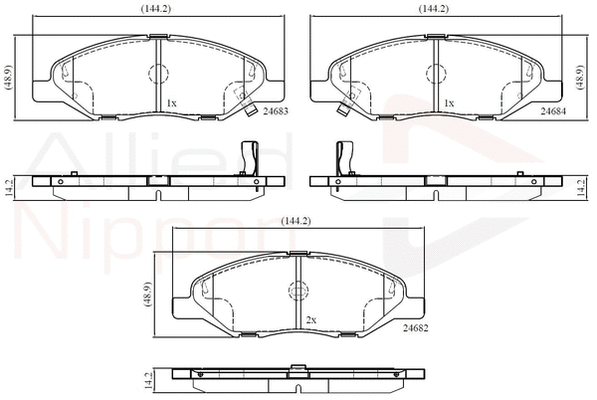 Brake Pad Set, disc brake (ADB36044)