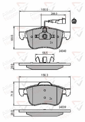 Brake Pad Set, disc brake (ADB11718)
