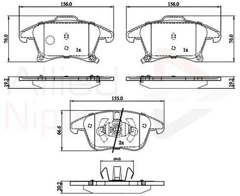 Brake Pad Set, disc brake (ADB32286)