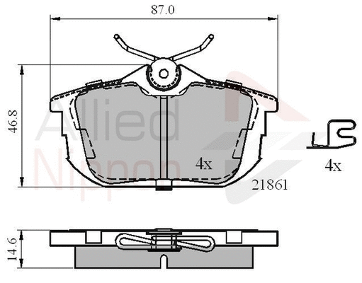 Brake Pad Set, disc brake (ADB3945)