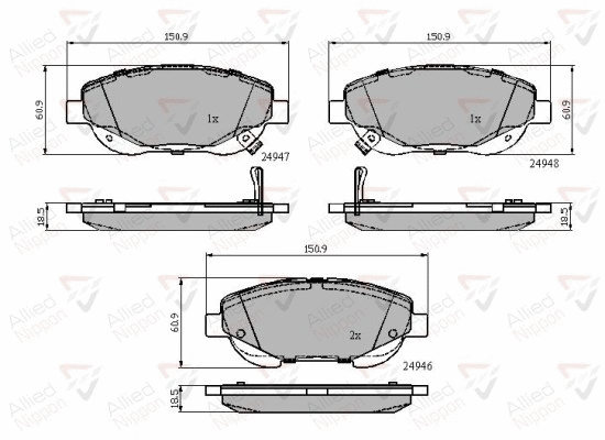 Brake Pad Set, disc brake (ADB32119)