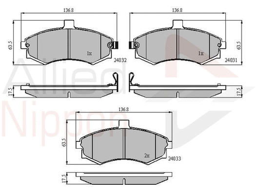 Brake Pad Set, disc brake (ADB31176)