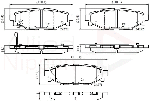 Brake Pad Set, disc brake (ADB36052)