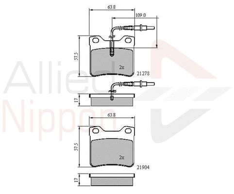 Brake Pad Set, disc brake (ADB1455)
