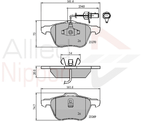 Brake Pad Set, disc brake (ADB11136)
