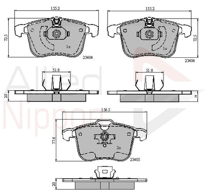 Brake Pad Set, disc brake (ADB01593)