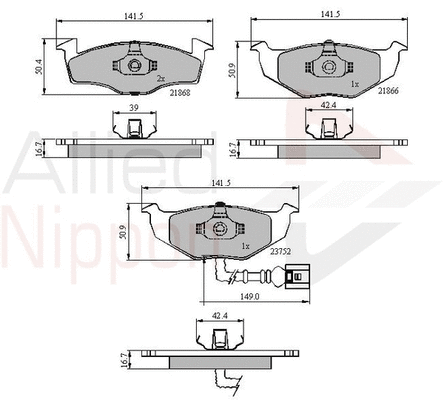 Brake Pad Set, disc brake (ADB1707)