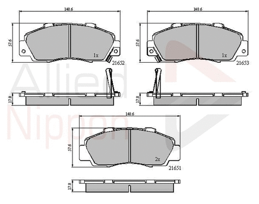 Brake Pad Set, disc brake (ADB3551)
