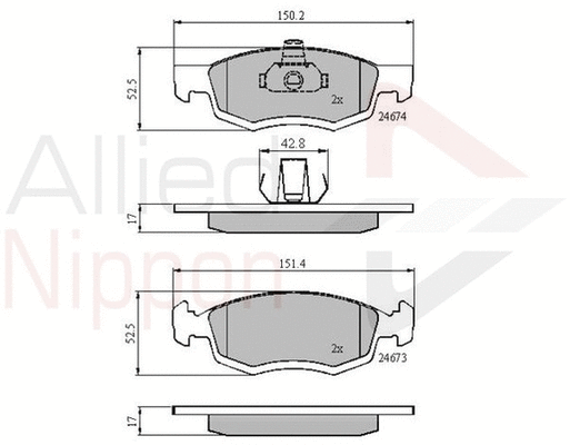 Brake Pad Set, disc brake (ADB01791)