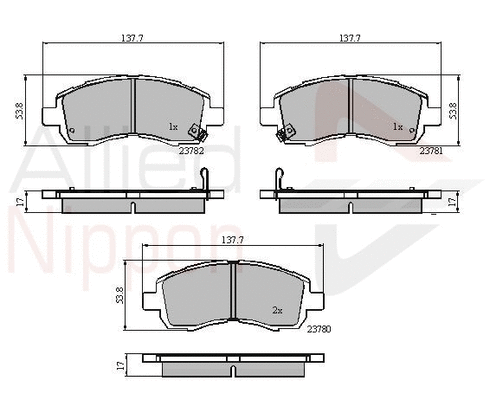 Brake Pad Set, disc brake (ADB3757)