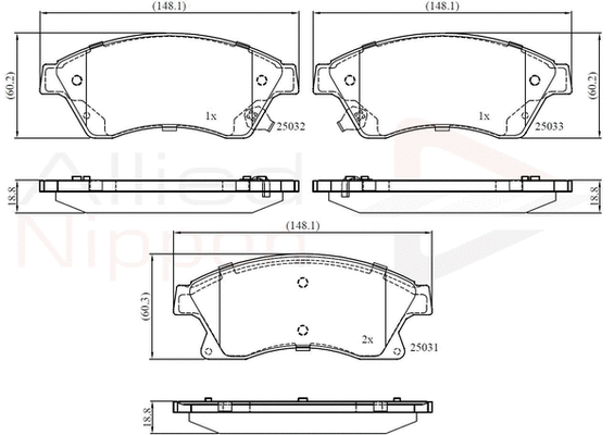 Brake Pad Set, disc brake (ADB32038)