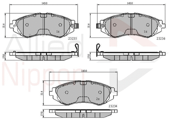 Brake Pad Set, disc brake (ADB3435)