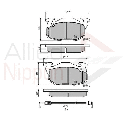 Brake Pad Set, disc brake (ADB2258)