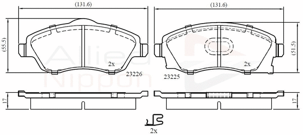 Brake Pad Set, disc brake (ADB31112)