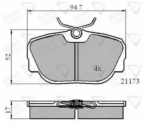 Brake Pad Set, disc brake (ADB0361)