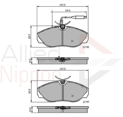 Brake Pad Set, disc brake (ADB2219)