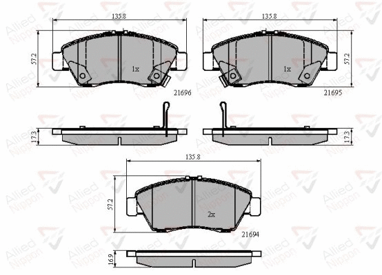 Brake Pad Set, disc brake (ADB32009)